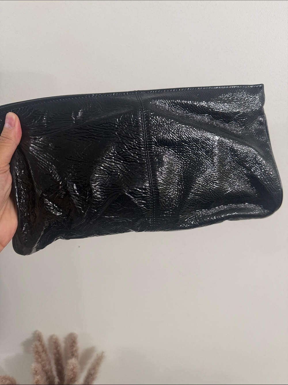 Hobo Black Patent Leather Zip Clutch